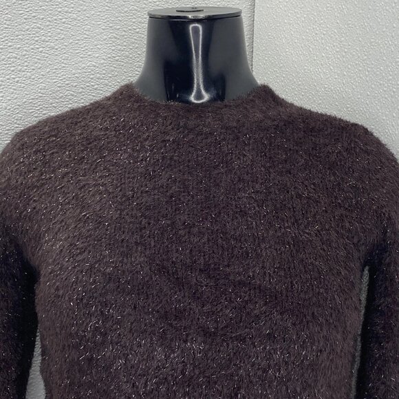 Vince Women's Metallic Eyelash Pullover Sweater Cherry Night Purple Size S - Picture 7 of 8